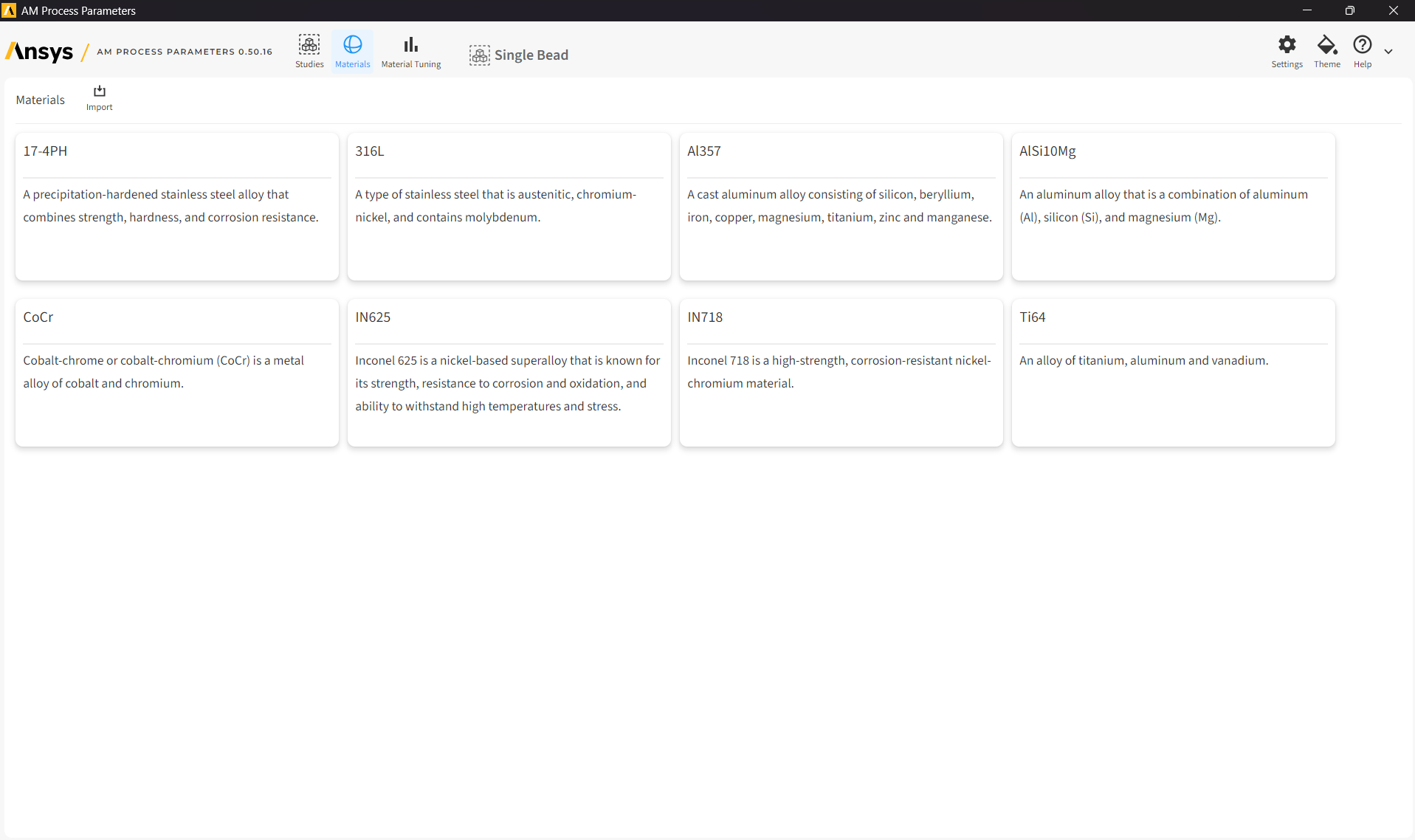 A library of the materials available. 