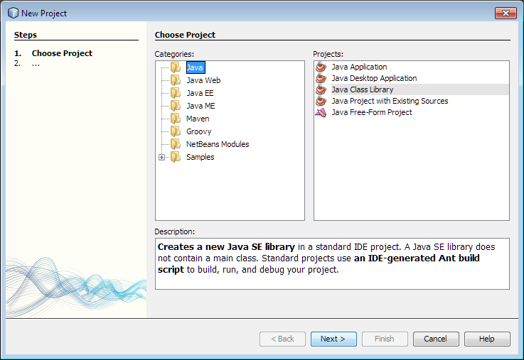 Java New Project Dialog