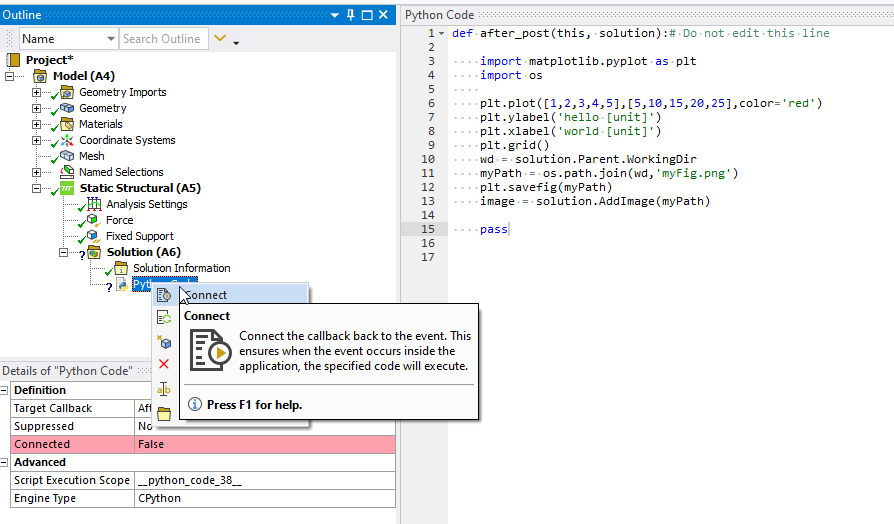 Connect Python Code Object