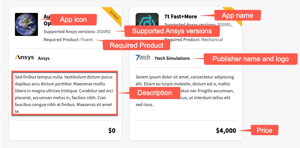 Elements of an app card