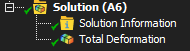 Close-up of the Solution branch showing its two children: Solution Information and Total Deformation