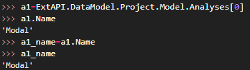 The shell showing a long object reference assigned to a short variable name for reuse