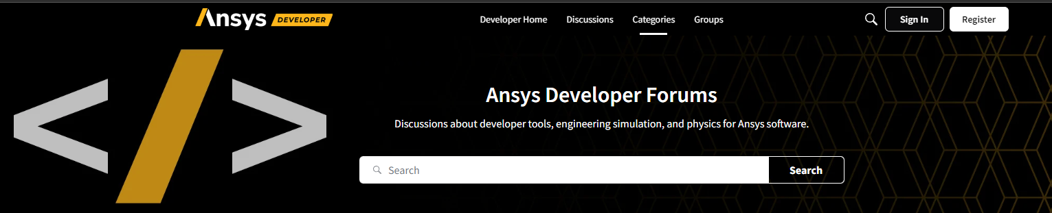 The Ansys Developer Forums homepage banner