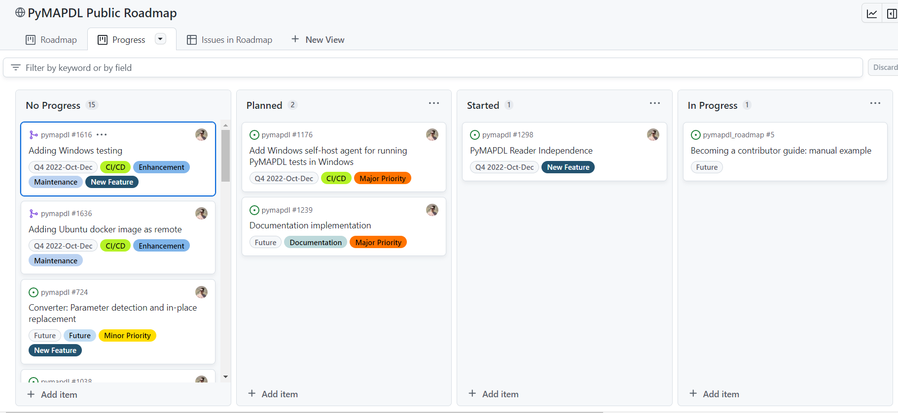 kanban board example from PyMAPDL on 18/04/2023
